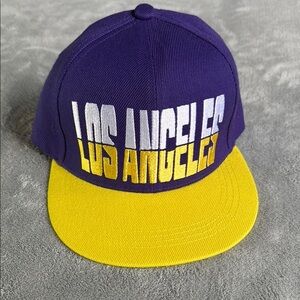 Los Angeles Lakers Men Hat OS Purple Yellow Embroidered Snapback